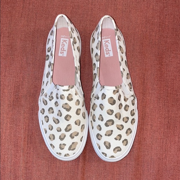 Keds White Leopard Print Slip-On Sneakers - Picture 1 of 4